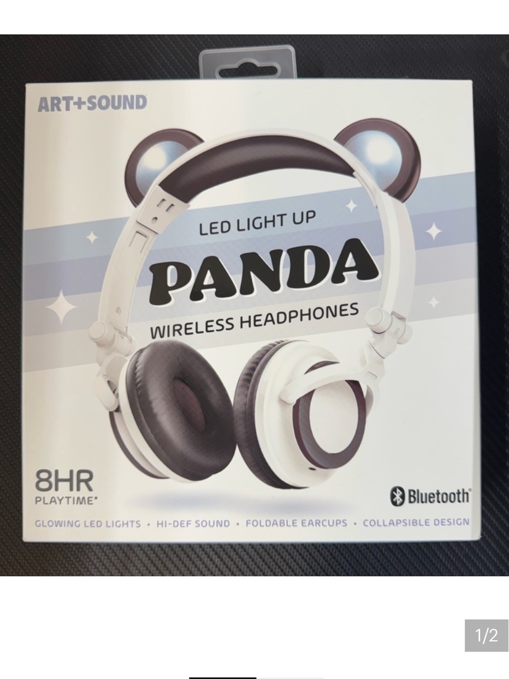 Panda LED Light Up Wireless Headphones - White & Black new in box